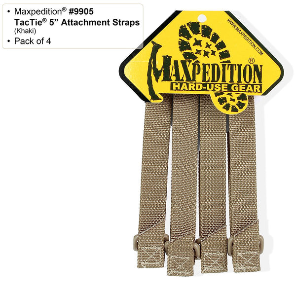 5"TacTie (Pack of 4) - Maxpedition, Molle, PALS, ATLAS compatible, Attachment, Tool-free
