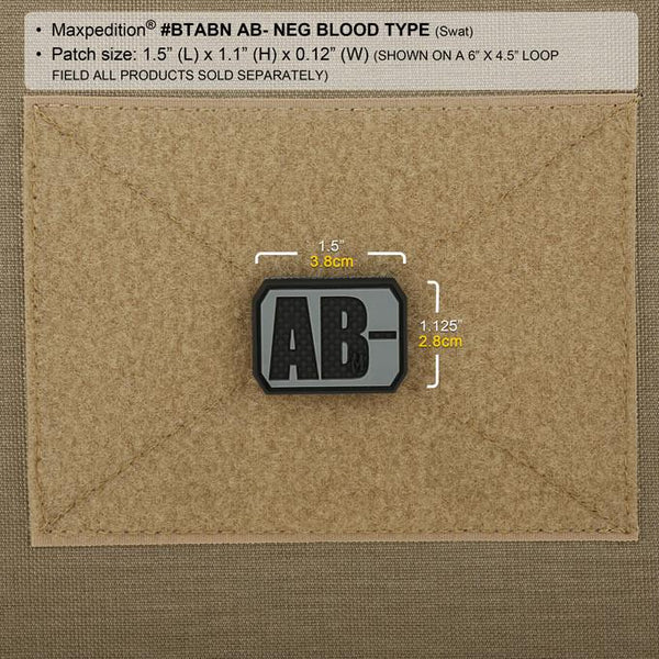 AB- BLOOD TYPE PATCH - MAXPEDITION, Patches, Military, CCW, EDC, Tactical, Everyday Carry, Outdoors, Nature, Hiking, Camping, Bushcraft, Gear, Police Gear, Law Enforcement