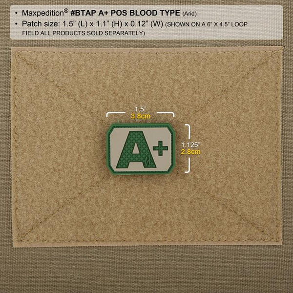 A+ BLOOD TYPE PATCH - MAXPEDITION, Patches, Military, CCW, EDC, Tactical, Everyday Carry, Outdoors, Nature, Hiking, Camping, Bushcraft, Gear, Police Gear, Law Enforcement