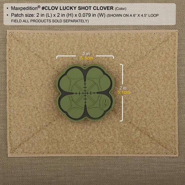 LUCKY SHOT CLOVER PATCH - MAXPEDITION, Patches, Military, CCW, EDC, Tactical, Everyday Carry, Outdoors, Nature, Hiking, Camping, Bushcraft, Gear, Police Gear, Law Enforcement