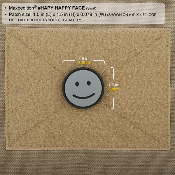 HAPPY FACE PATCH - MAXPEDITION, Patches, Military, CCW, EDC, Tactical, Everyday Carry, Outdoors, Nature, Hiking, Camping, Bushcraft, Gear, Police Gear, Law Enforcement