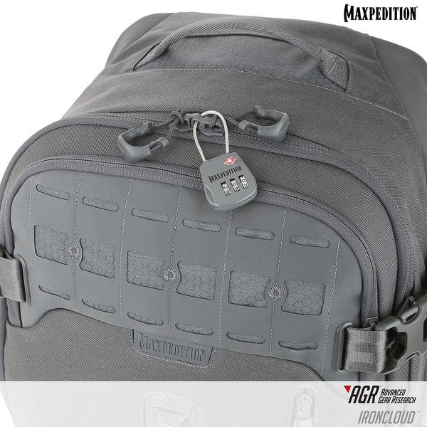 Maxpedition's Adventure Travel Bag main compartment is lockable and has an internal compression bib inside for securing contents during travel.