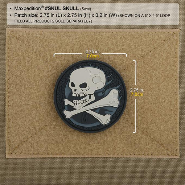 SKULL PATCH - MAXPEDITION, Patches, Military, CCW, EDC, Tactical, Everyday Carry, Outdoors, Nature, Hiking, Camping, Bushcraft, Gear, Police Gear, Law Enforcement