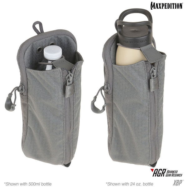 XBP Expandable Bottle Pouch - MAXPEDITION, Water Carrier, Attachable Bottle Carrier, Outdoor, Tactical, Adventure gear, low profile, fits most bottle sizes. 