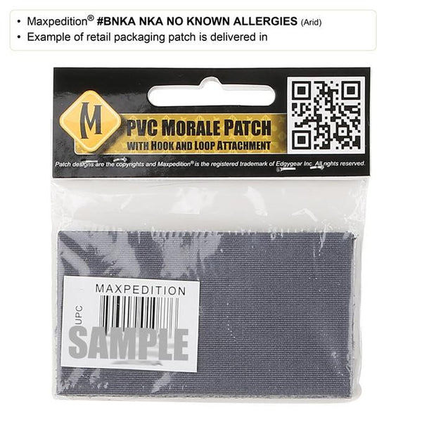NKA NO KNOWN ALLERGIES PATCH - MAXPEDITION, Patches, Military, CCW, EDC, Tactical, Everyday Carry, Outdoors, Nature, Hiking, Camping, Bushcraft, Gear, Police Gear, Law Enforcement