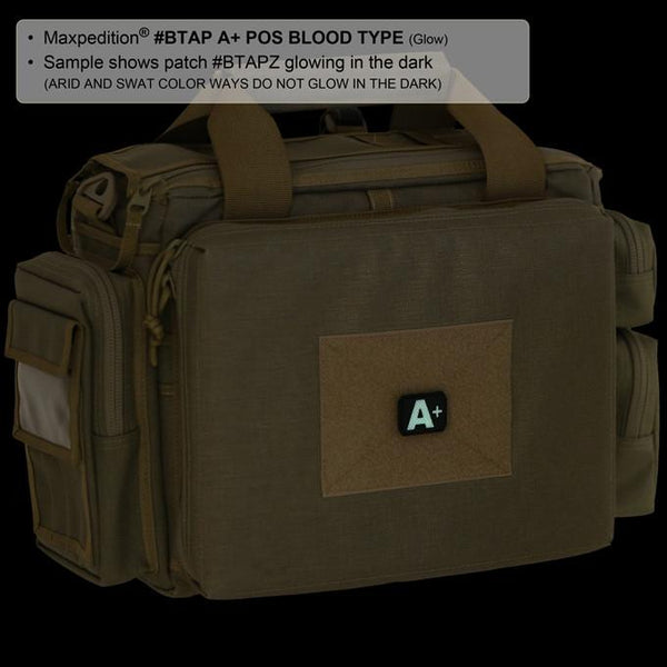 A+ BLOOD TYPE PATCH - MAXPEDITION, Patches, Military, CCW, EDC, Tactical, Everyday Carry, Outdoors, Nature, Hiking, Camping, Bushcraft, Gear, Police Gear, Law Enforcement