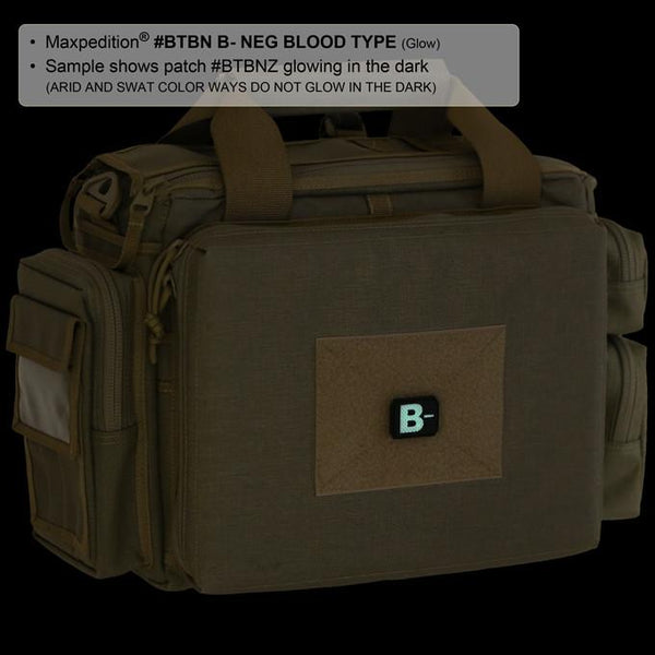 B- BLOOD TYPE PATCH - MAXPEDITION, Patches, Military, CCW, EDC, Tactical, Everyday Carry, Outdoors, Nature, Hiking, Camping, Bushcraft, Gear, Police Gear, Law Enforcement