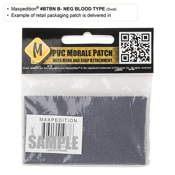 B- BLOOD TYPE PATCH - MAXPEDITION, Patches, Military, CCW, EDC, Tactical, Everyday Carry, Outdoors, Nature, Hiking, Camping, Bushcraft, Gear, Police Gear, Law Enforcement